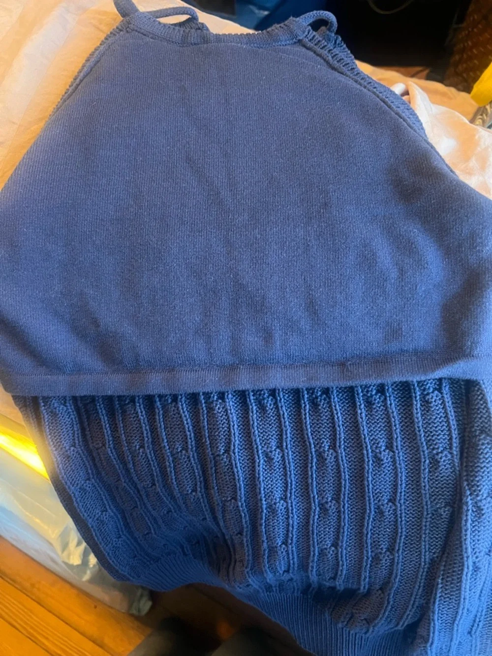 Ralph Lauren Navy Cable-Knit Halter Tank with Pink Pony - Picture 6 of 6